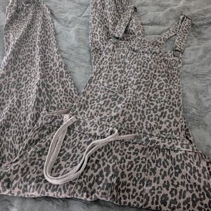 Leopard Print Women's Sleepwear Overalls